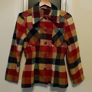 Vintage Style 1940s Wool Plaid Jacket